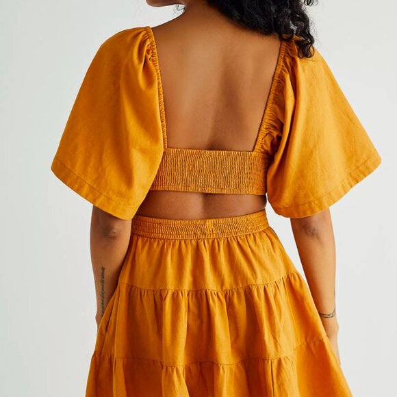 Free People “Cross of Sunlight” Mini Dress – Inca Gold – Size XS (Worn Once) 💛 - Picture 3 of 10